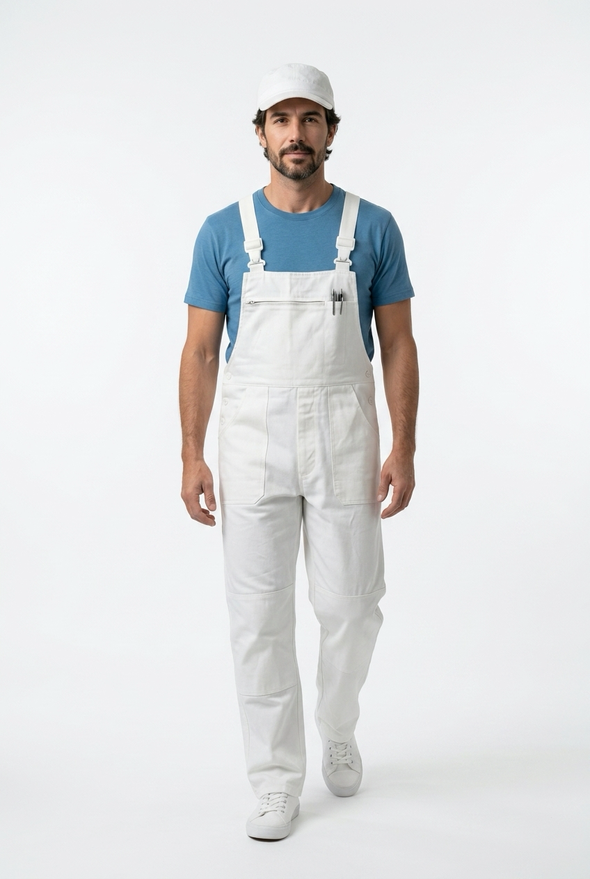 Latzhosen weiss mit vielen Taschen